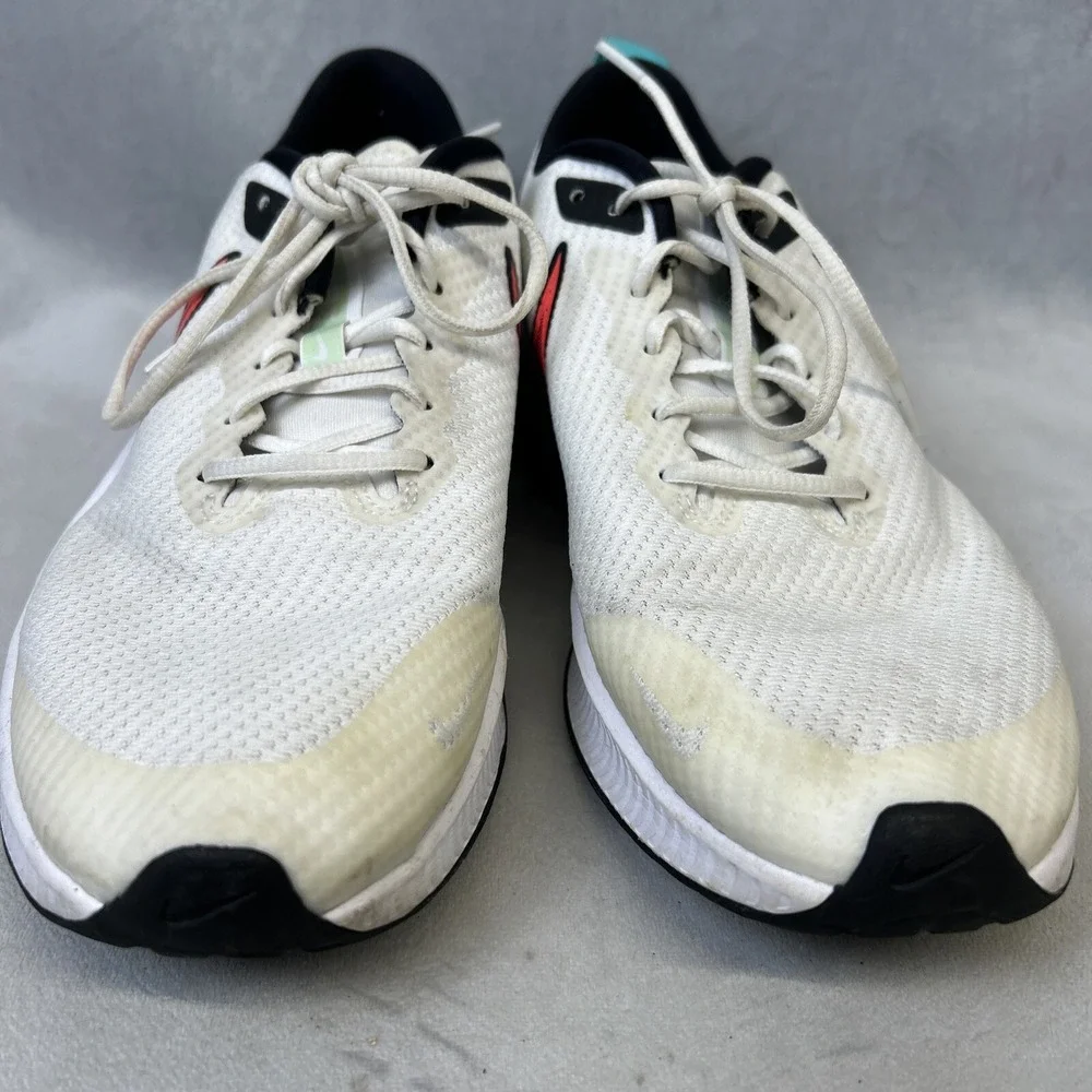 Nike Air Zoom Shoes Youth 7 Womens 8.5 DA1242-101 White Neon Swoop Logo Running‎